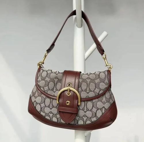 Brown and gray Coach soho shoulder bag